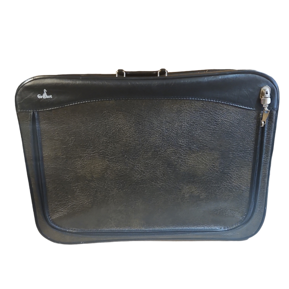Vintage cricket brand brown & black vegan leather suitcase EUC